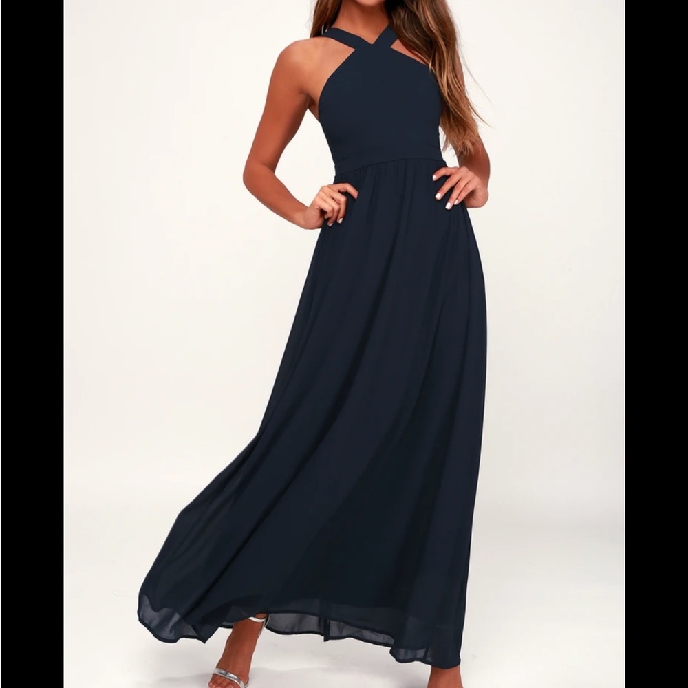 Lulu's Air Of Romance Blue Maxi Dress